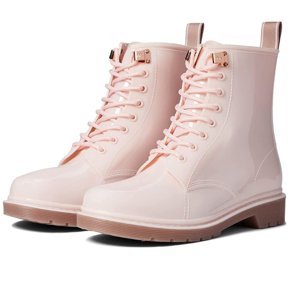 Michael Kors Tavie Soft Pink Rain Bootie Short Ankle Boots Shoes size 9